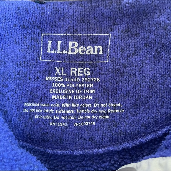Women's L.L.Bean Sweater Fleece Pullover Blue - Picture 6 of 10